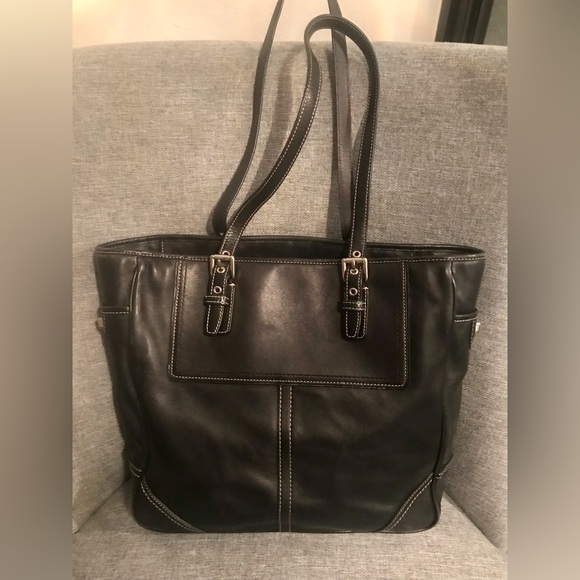 Coach Black Leather Tote Bag - Picture 2 of 10